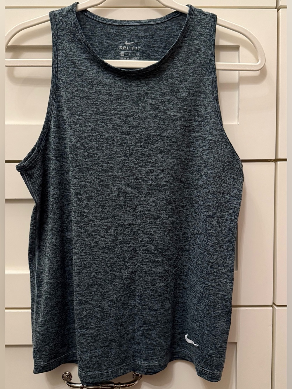 Nike Dri-FIT Marled Heathered Navy Blue/Dark Gray Grey Sleeveless Tank Top Sz S